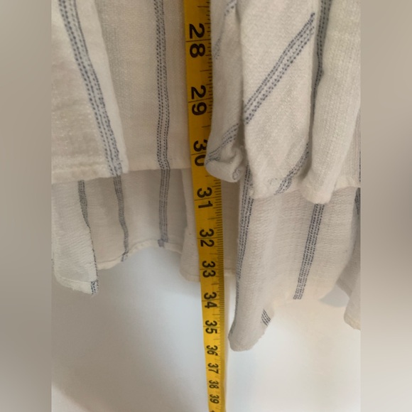 Zara Cream and Blue Striped Button-Front Tunic - Picture 3 of 5